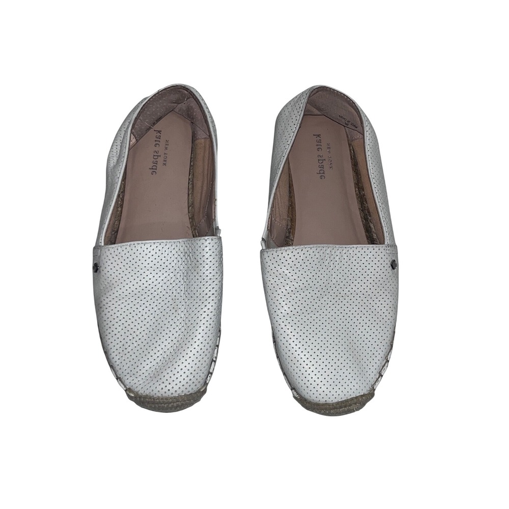 Kate Spade Espadrille Flats Women 9White Excellent Perforated Leather Slip On